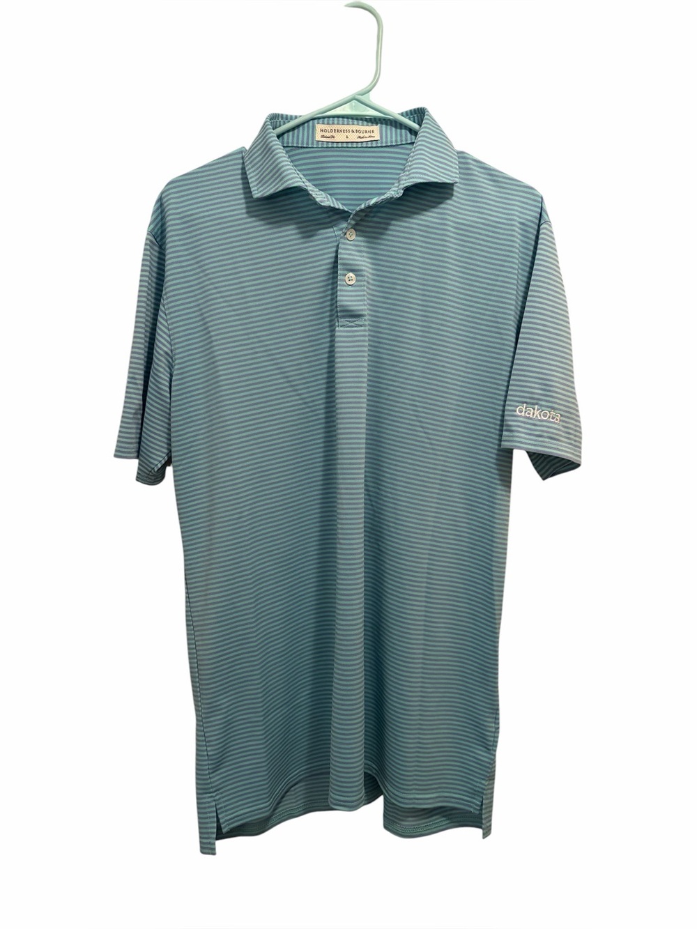 Holderness & Bourne Men's Striped Polo Shirt. Size large. Good condition